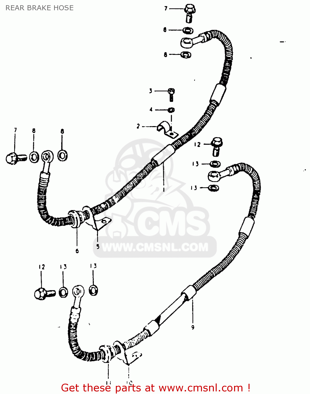REAR BRAKE HOSE GSX1100E 1980 (T) GENERAL EXPORT (E01)