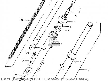 FRONT FORK (GSX1100ET F.NO.505168~/GSX1100EX) - GSX1100E 1980 (T) GENERAL EXPORT (E01)