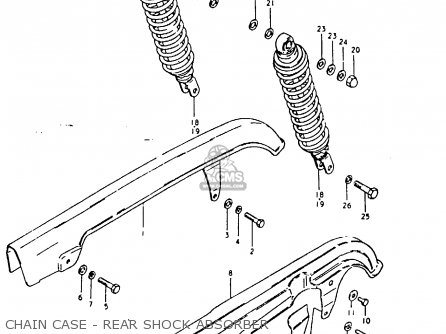 CHAIN CASE - REAR SHOCK ABSORBER - GSX1100E 1980 (T) GENERAL EXPORT (E01)
