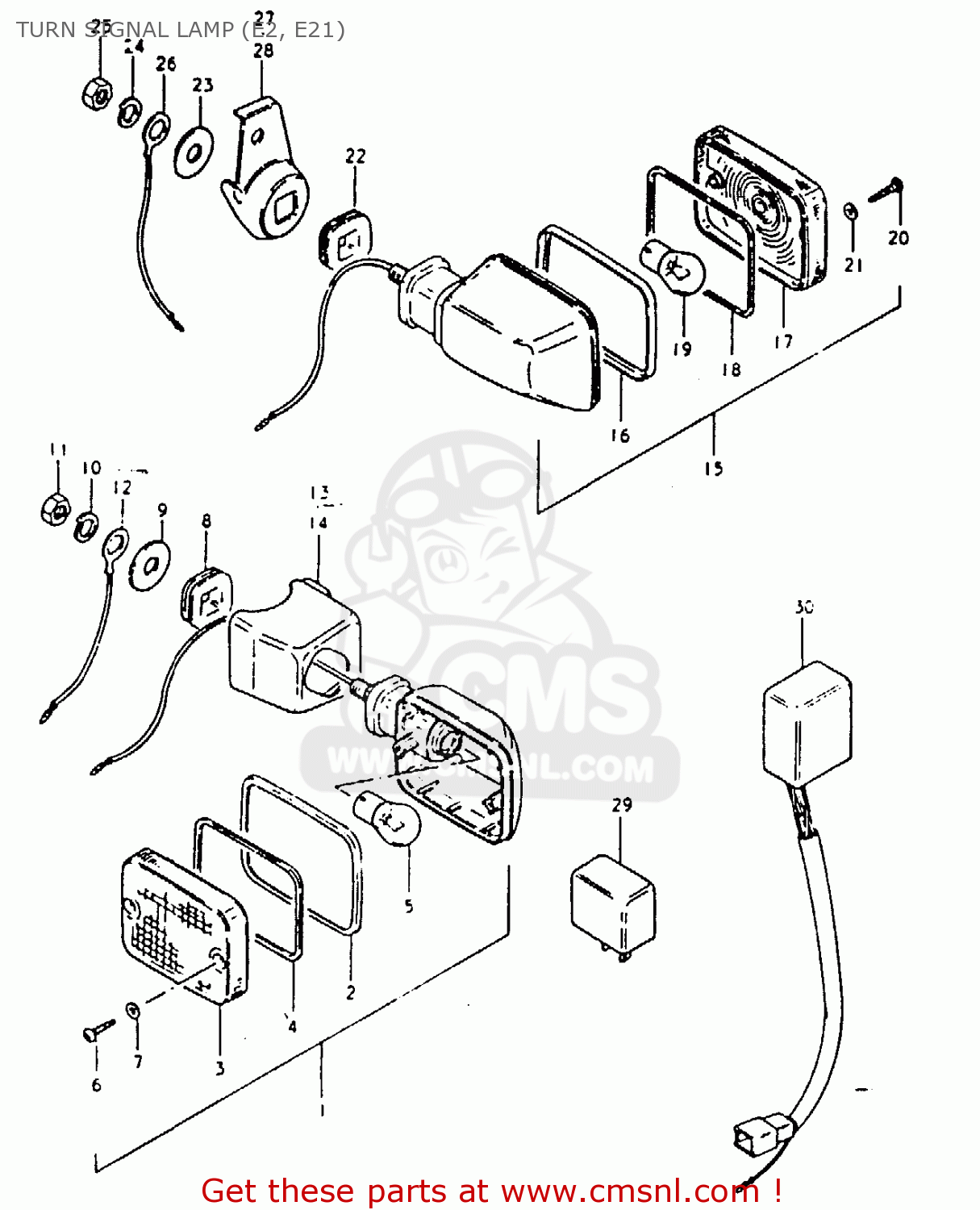 TURN SIGNAL LAMP (E2, E21) GSX1100E 1981 (X) GENERAL EXPORT (E01)
