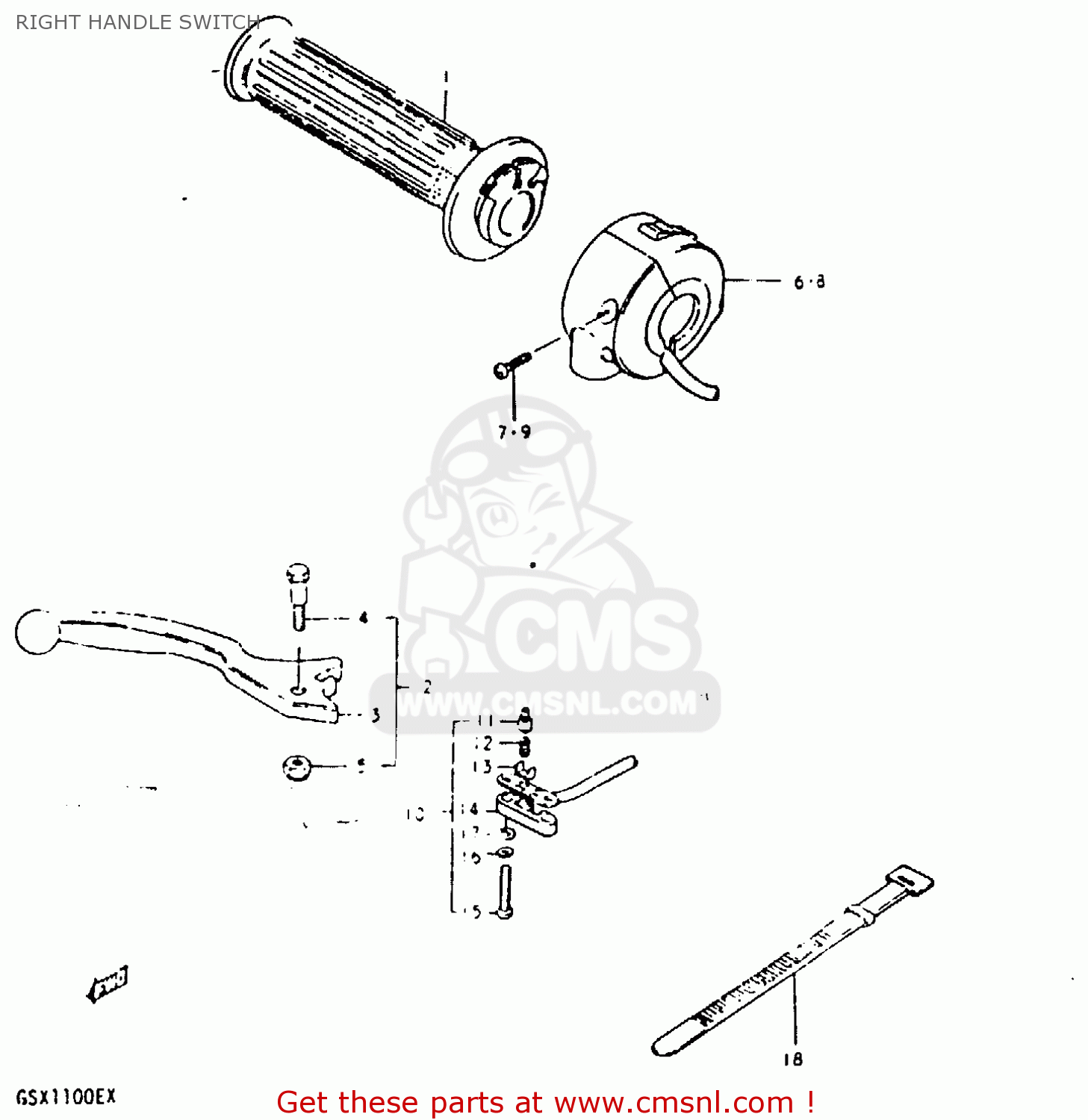 RIGHT HANDLE SWITCH GSX1100E 1981 (X) GENERAL EXPORT (E01)