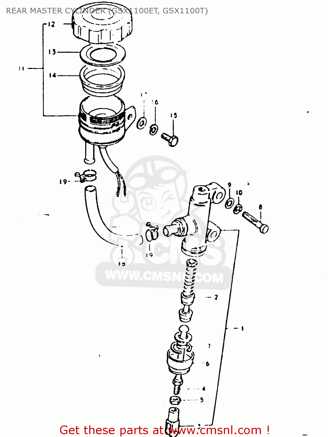 REAR MASTER CYLINDER (GSX1100ET, GSX1100T) GSX1100E 1981 (X) GENERAL EXPORT (E01)
