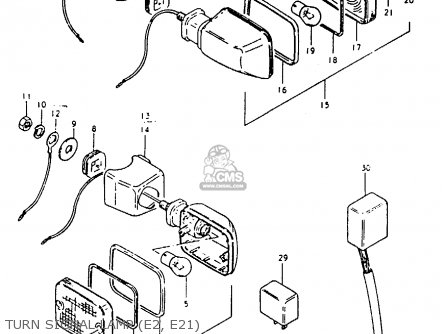 TURN SIGNAL LAMP (E2, E21) - GSX1100E 1981 (X) GENERAL EXPORT (E01)