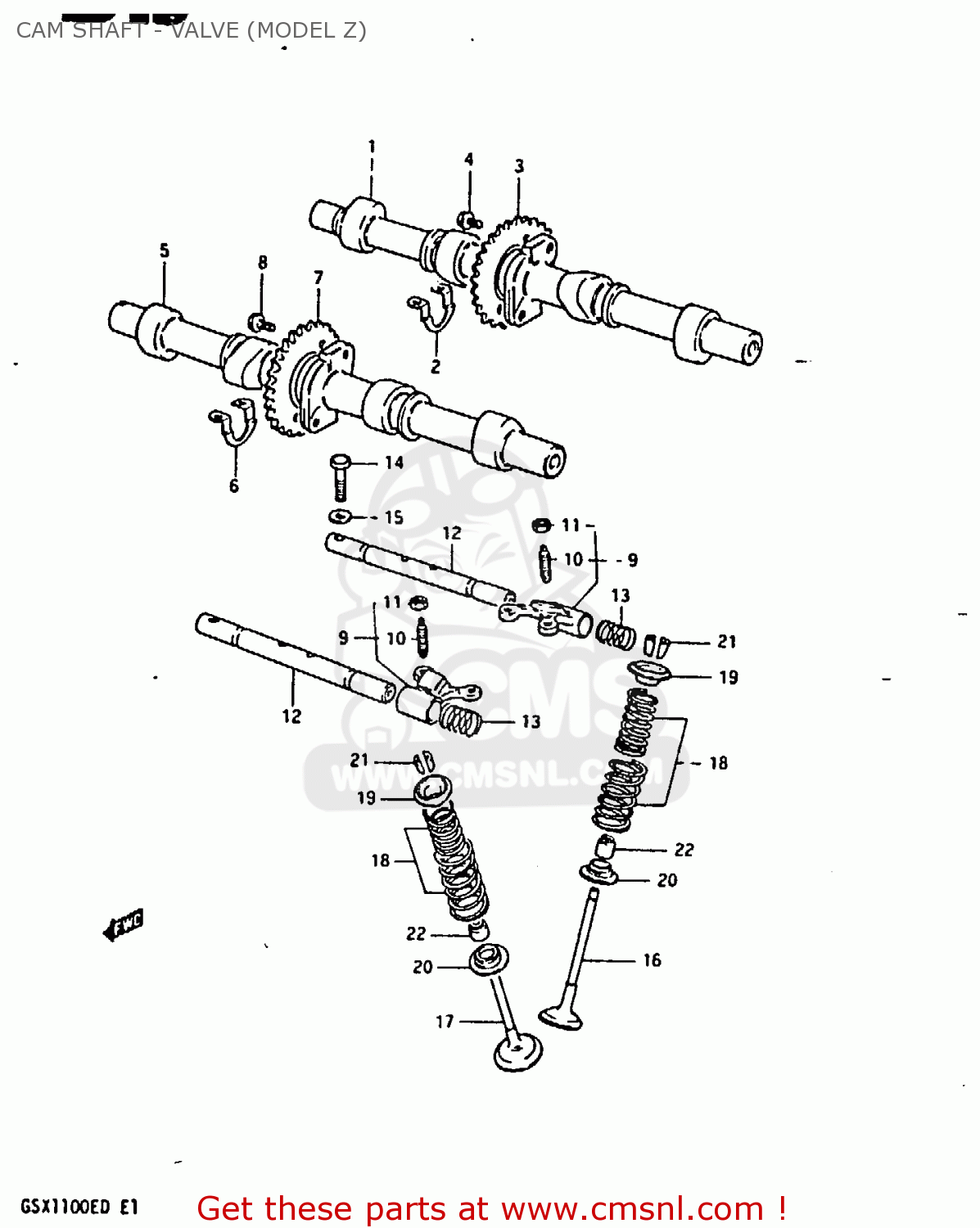 CAM SHAFT - VALVE (MODEL Z) GSX1100E 1982 (Z) GENERAL EXPORT UNITED KINGDOM (E01 E02)