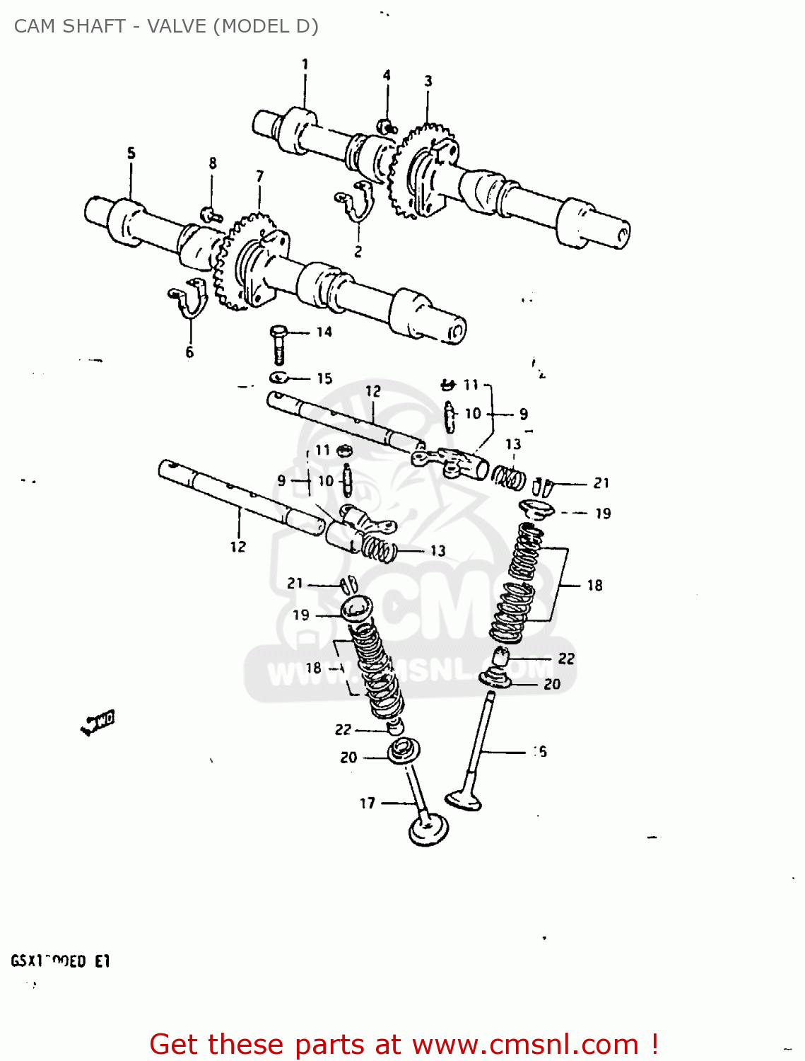CAM SHAFT - VALVE (MODEL D) GSX1100E 1982 (Z) GENERAL EXPORT UNITED KINGDOM (E01 E02)