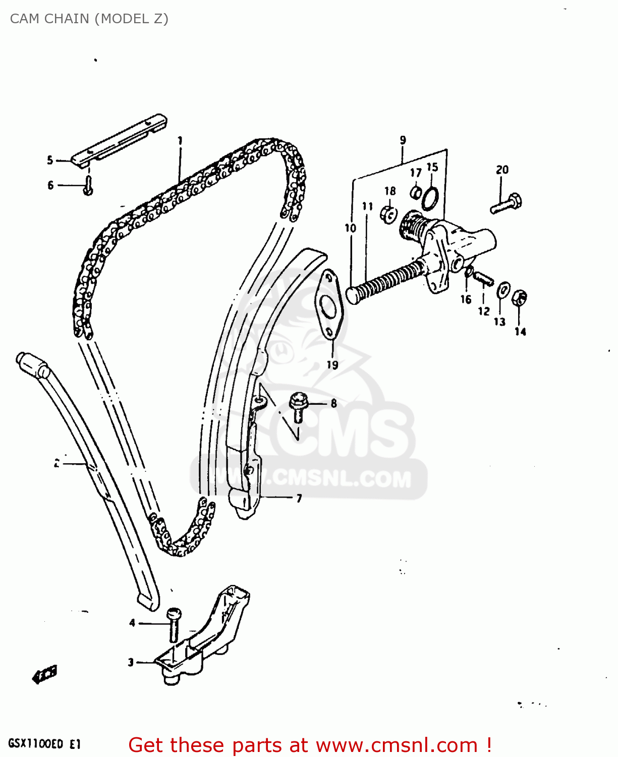CAM CHAIN (MODEL Z) GSX1100E 1982 (Z) GENERAL EXPORT UNITED KINGDOM (E01 E02)