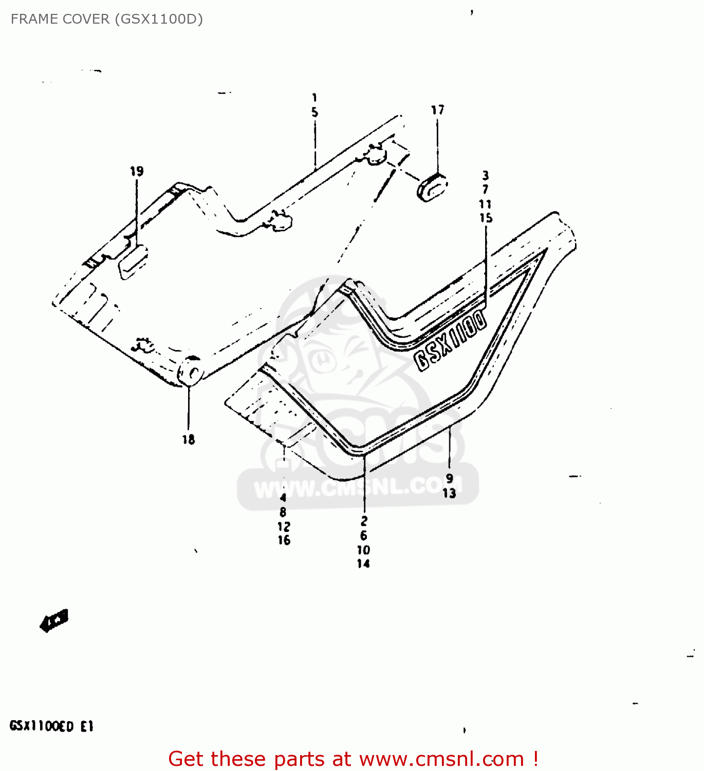 FRAME COVER (GSX1100D) GSX1100E 1982 (Z) GENERAL EXPORT UNITED KINGDOM (E01 E02)