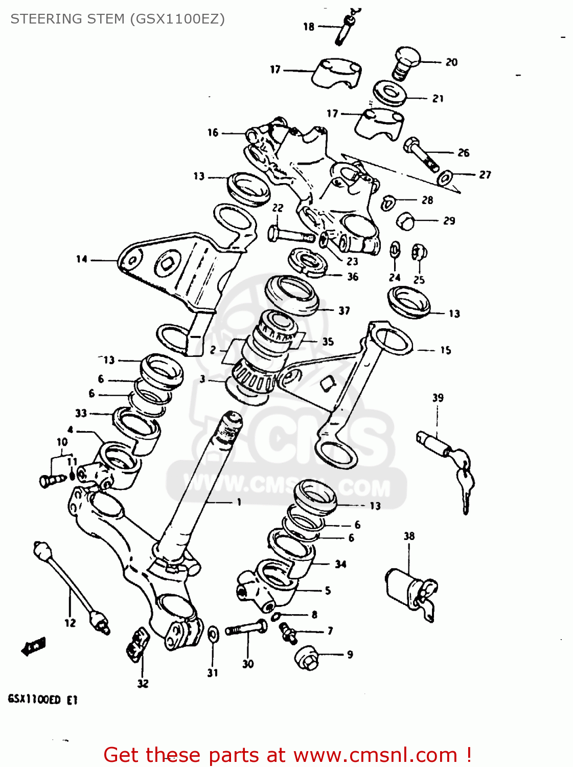 STEERING STEM (GSX1100EZ) GSX1100E 1982 (Z) GENERAL EXPORT UNITED KINGDOM (E01 E02)