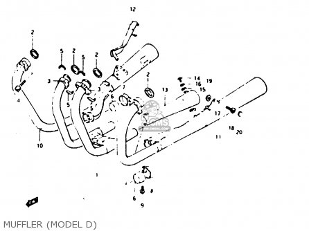 MUFFLER (MODEL D) - GSX1100E 1982 (Z) GENERAL EXPORT UNITED KINGDOM (E01 E02)