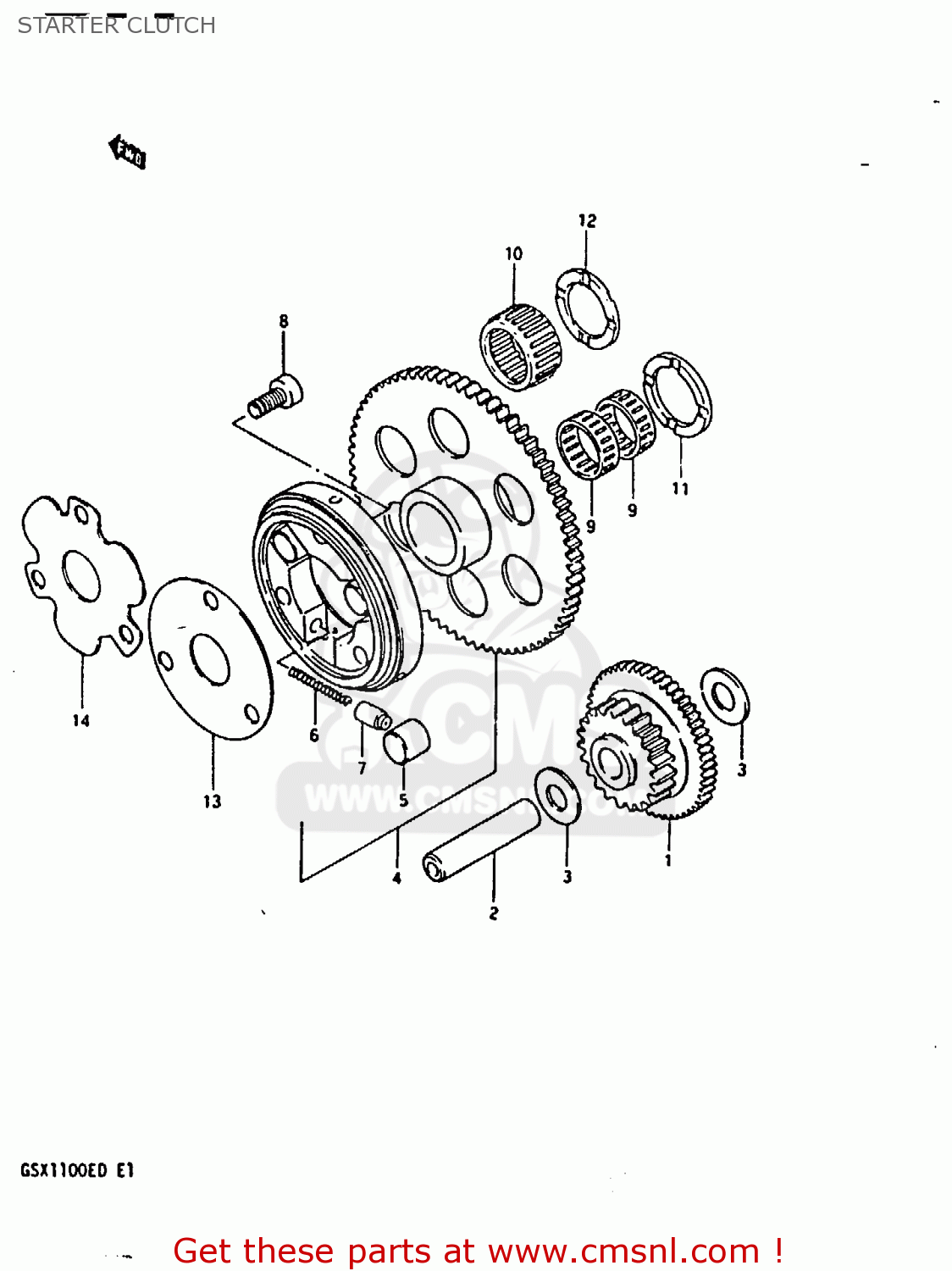 STARTER CLUTCH GSX1100E 1983 (D) GENERAL EXPORT UNITED KINGDOM (E01 E02)