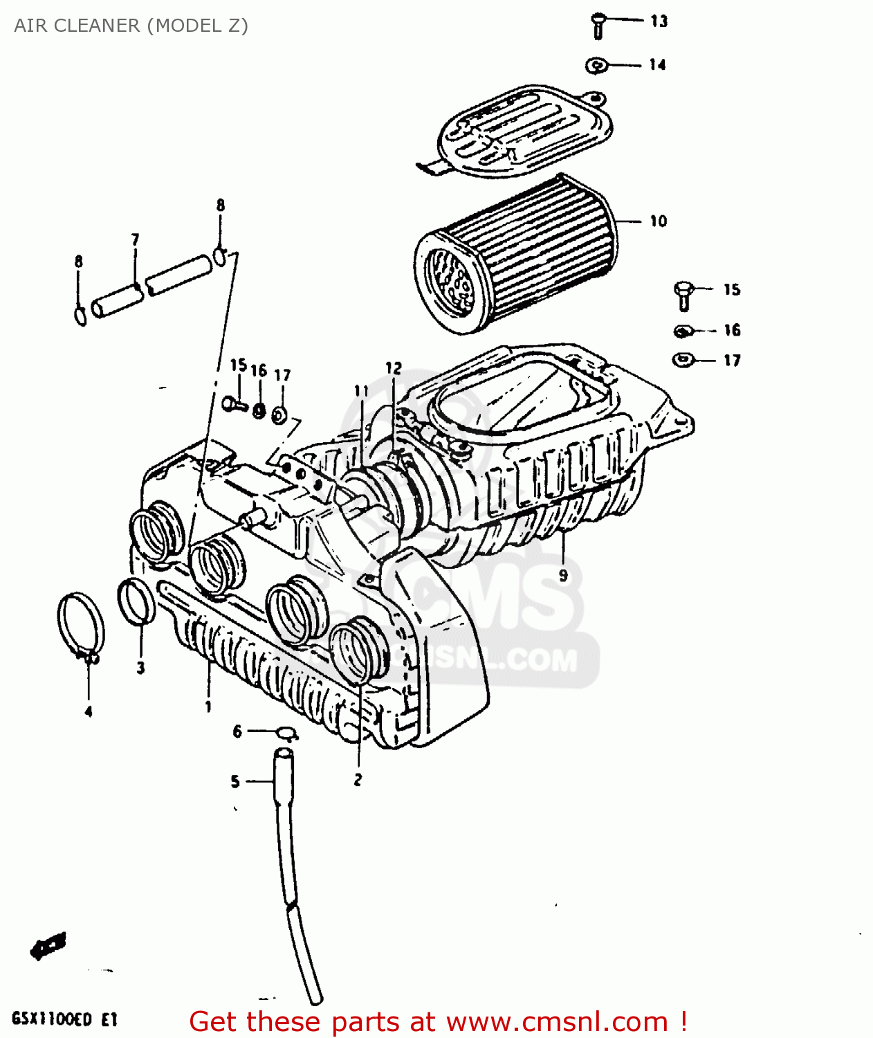 AIR CLEANER (MODEL Z) GSX1100E 1983 (D) GENERAL EXPORT UNITED KINGDOM (E01 E02)