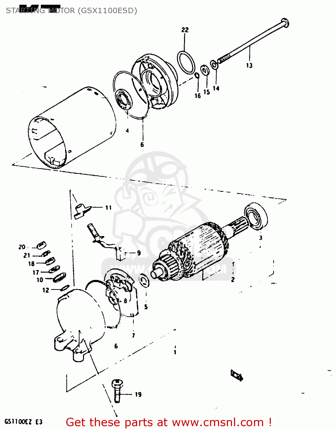 STARTING MOTOR (GSX1100ESD) GSX1100E 1983 (D) GENERAL EXPORT UNITED KINGDOM (E01 E02)