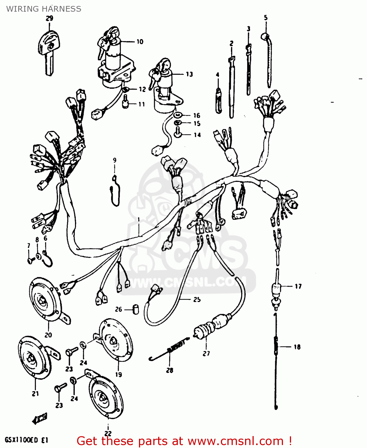 WIRING HARNESS GSX1100E 1983 (D) GENERAL EXPORT UNITED KINGDOM (E01 E02)