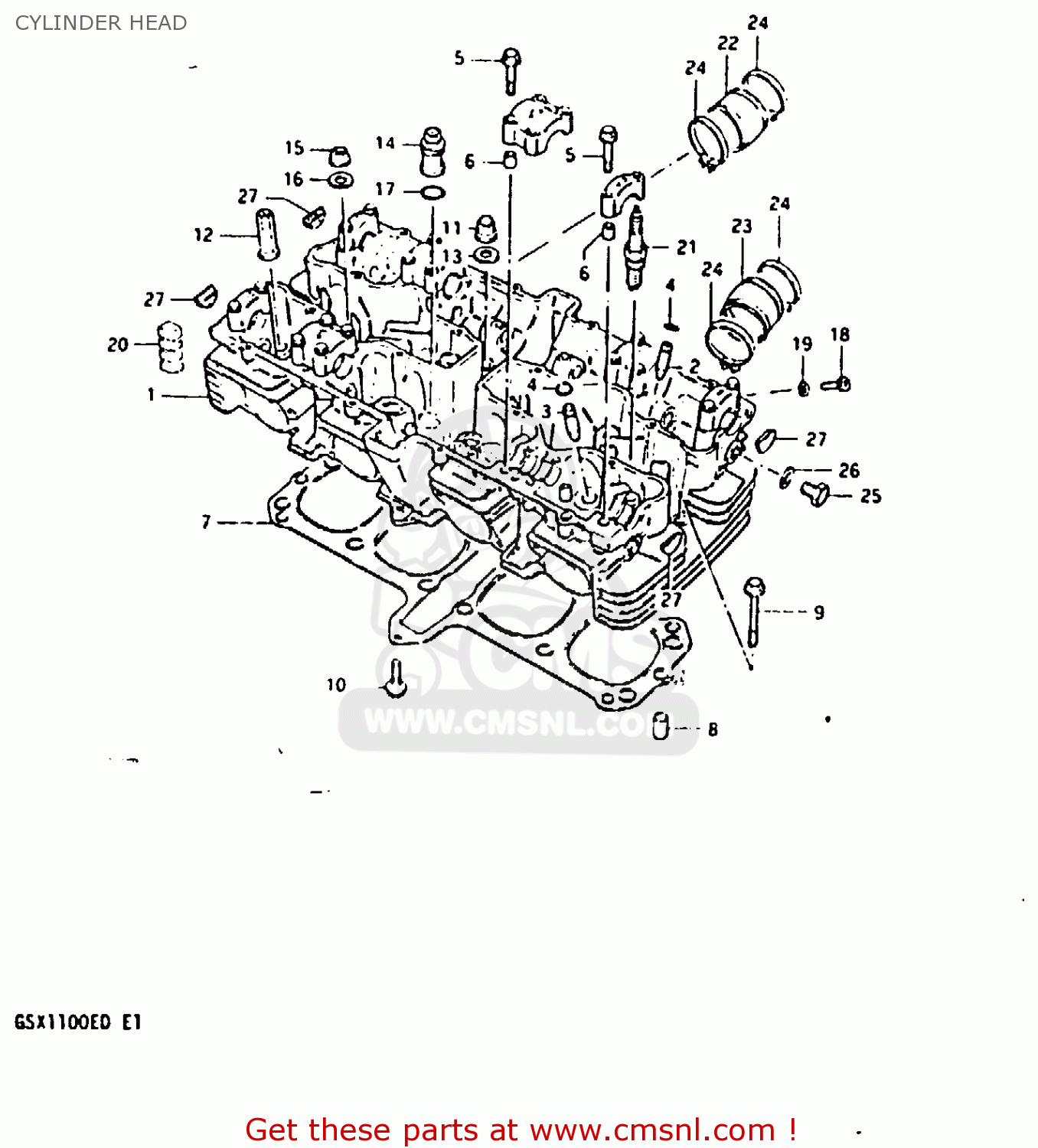 CYLINDER HEAD GSX1100E 1983 (D) GENERAL EXPORT UNITED KINGDOM (E01 E02)