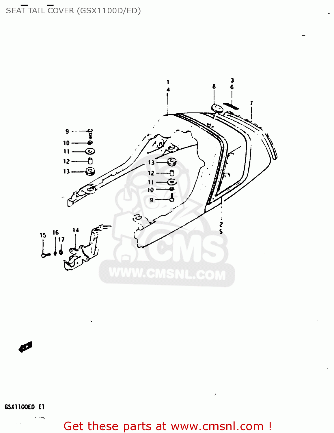SEAT TAIL COVER (GSX1100D/ED) GSX1100E 1983 (D) GENERAL EXPORT UNITED KINGDOM (E01 E02)