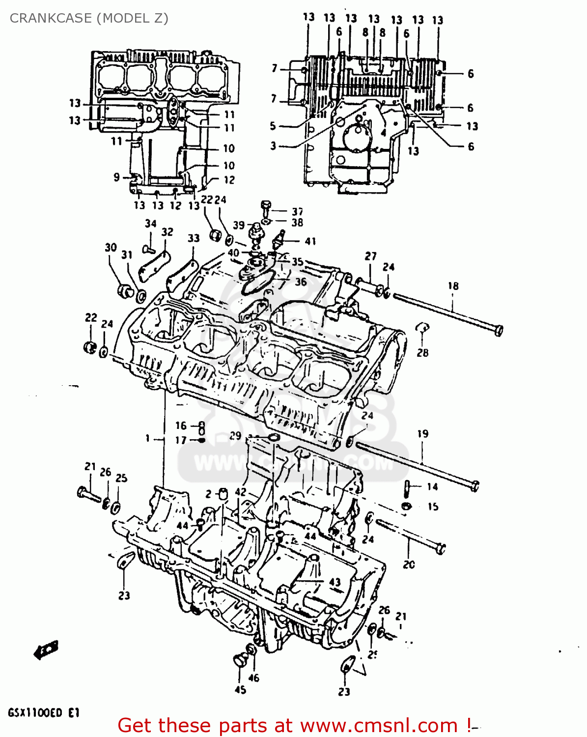 CRANKCASE (MODEL Z) GSX1100E 1983 (D) GENERAL EXPORT UNITED KINGDOM (E01 E02)