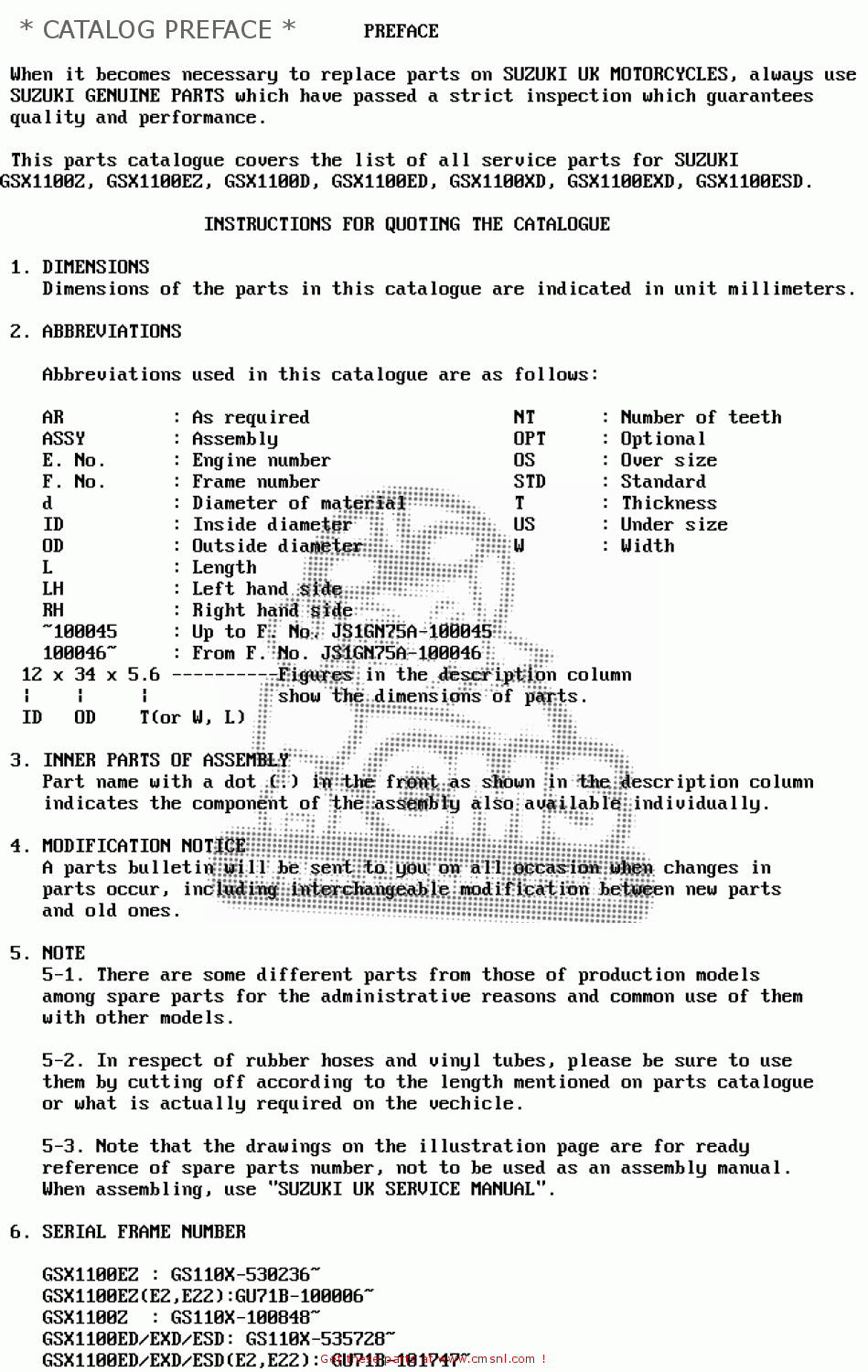 * CATALOG PREFACE * GSX1100E 1983 (D) GENERAL EXPORT UNITED KINGDOM (E01 E02)