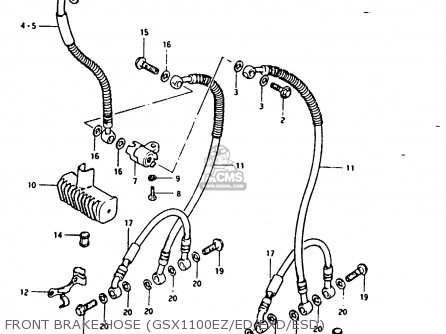 FRONT BRAKE HOSE (GSX1100EZ/ED/EXD/ESD) - GSX1100E 1983 (D) GENERAL EXPORT UNITED KINGDOM (E01 E02)