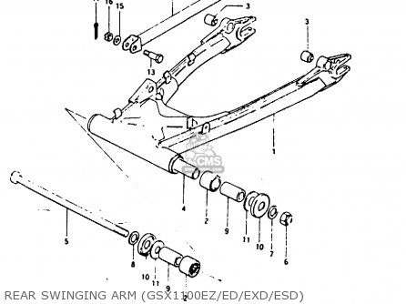 REAR SWINGING ARM (GSX1100EZ/ED/EXD/ESD) - GSX1100E 1983 (D) GENERAL EXPORT UNITED KINGDOM (E01 E02)