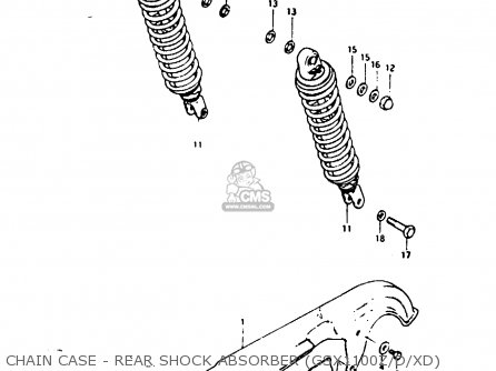 CHAIN CASE - REAR SHOCK ABSORBER (GSX1100Z/D/XD) - GSX1100E 1983 (D) GENERAL EXPORT UNITED KINGDOM (E01 E02)