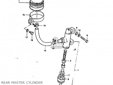 REAR MASTER CYLINDER - GSX1100E 1983 (D) GENERAL EXPORT UNITED KINGDOM (E01 E02)