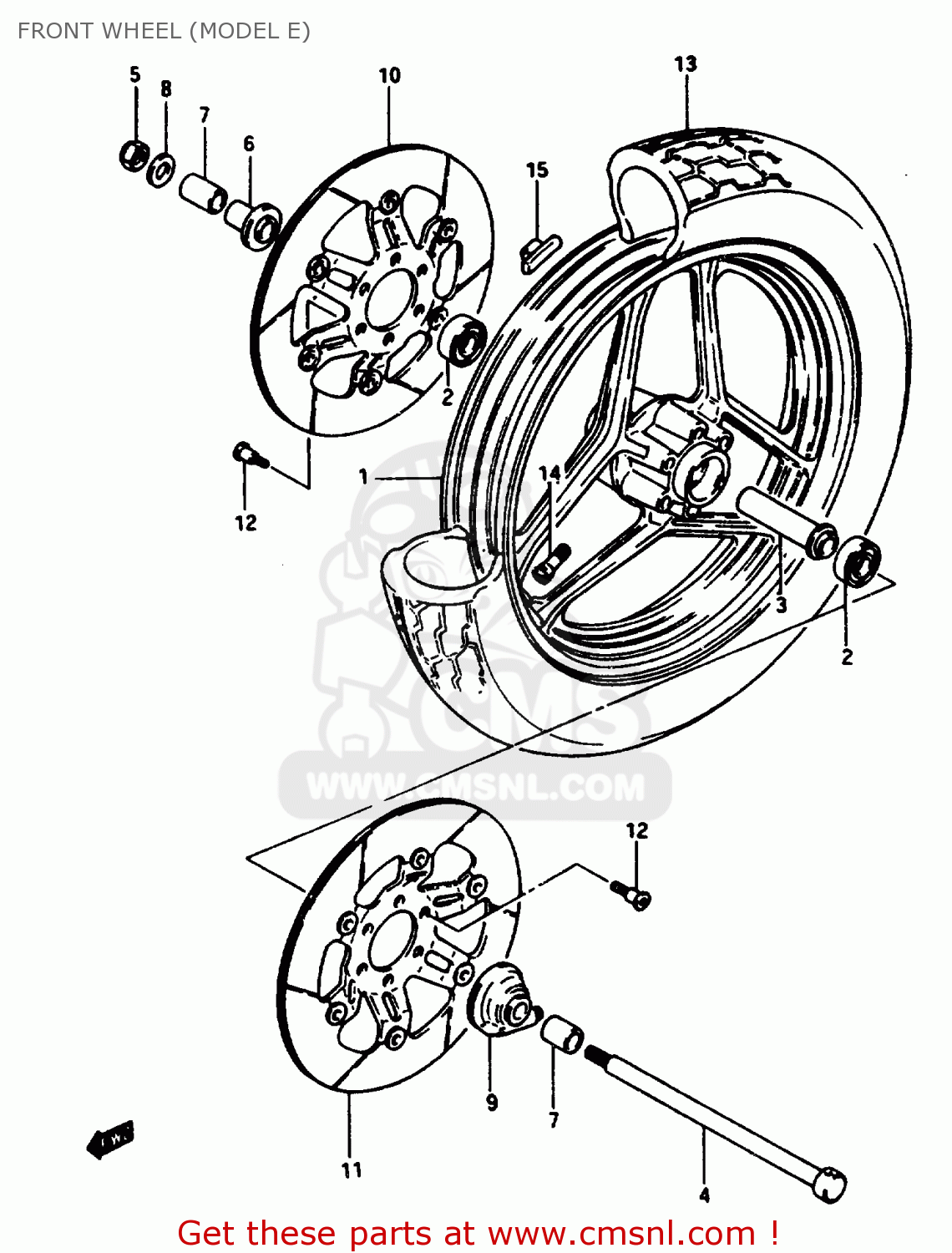 FRONT WHEEL (MODEL E) GSX1100E 1984 (E) (E01 E04 E06 E21 E24)