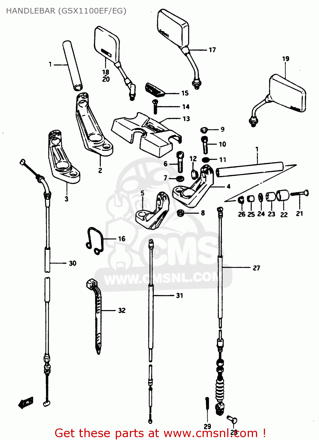 HANDLEBAR (GSX1100EF/EG) GSX1100E 1984 (E) (E01 E04 E06 E21 E24)