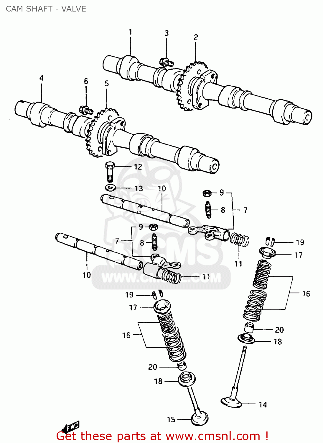 CAM SHAFT - VALVE GSX1100E 1985 (F) (E01 E02 E04 E21 E22 E24)