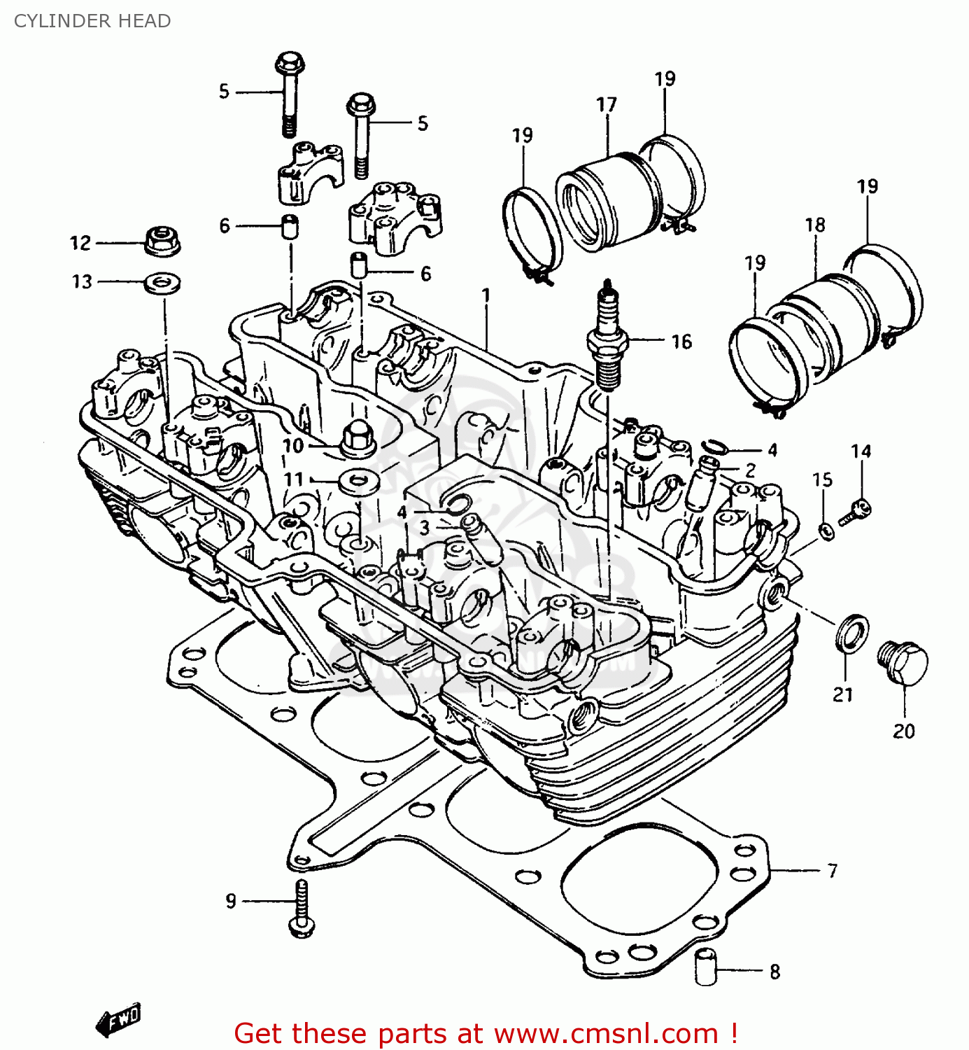 CYLINDER HEAD GSX1100E 1985 (F) (E01 E02 E04 E21 E22 E24)