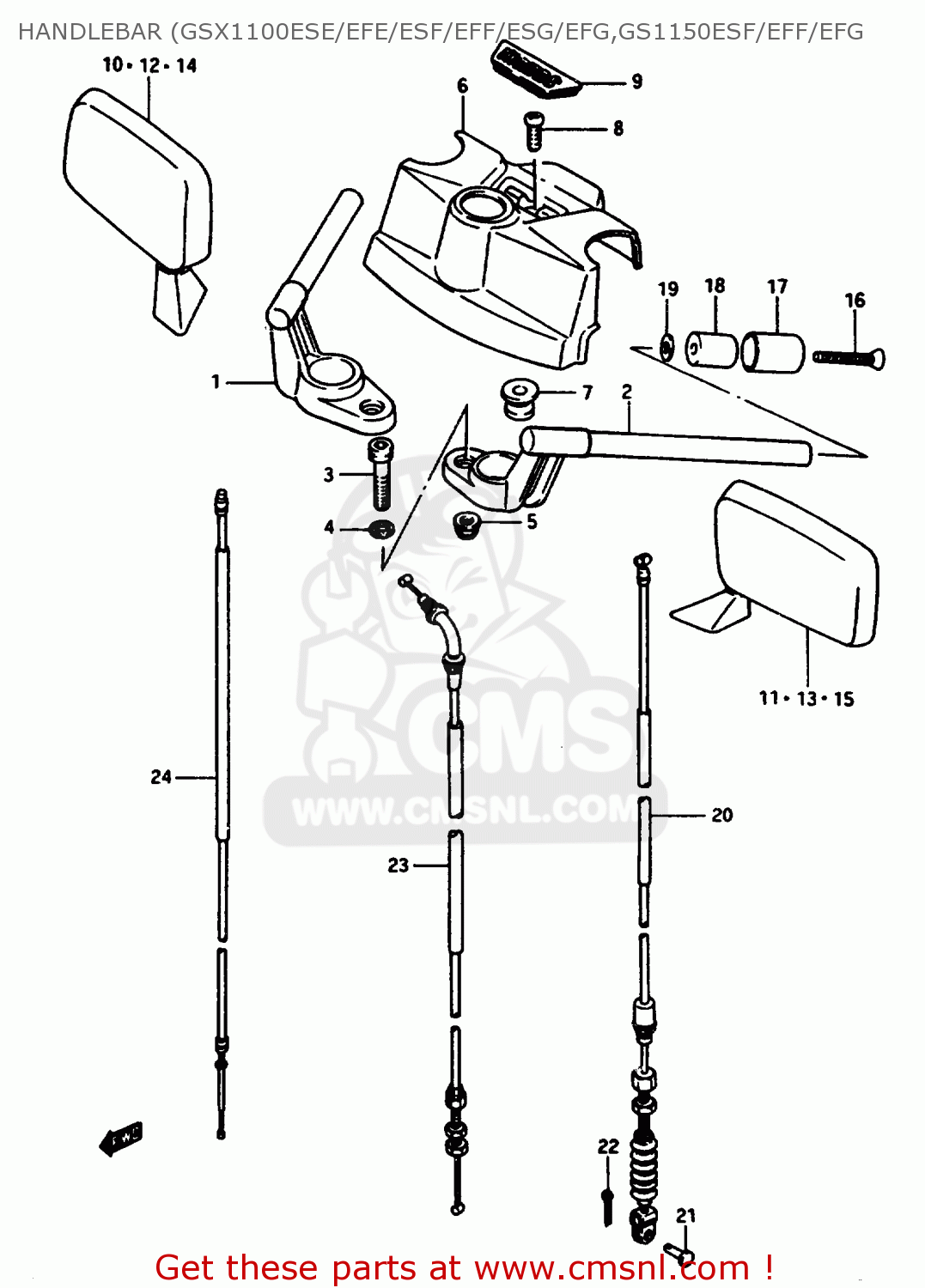 HANDLEBAR (GSX1100ESE/EFE/ESF/EFF/ESG/EFG,GS1150ESF/EFF/EFG GSX1100E 1985 (F) (E01 E02 E04 E21 E22 E24)