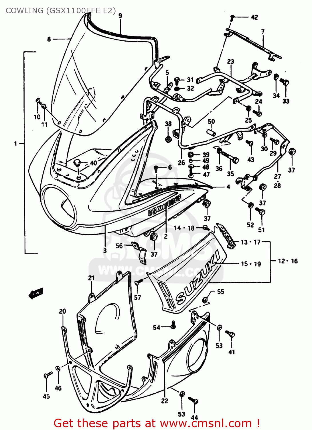 COWLING (GSX1100EFE E2) GSX1100E 1985 (F) (E01 E02 E04 E21 E22 E24)