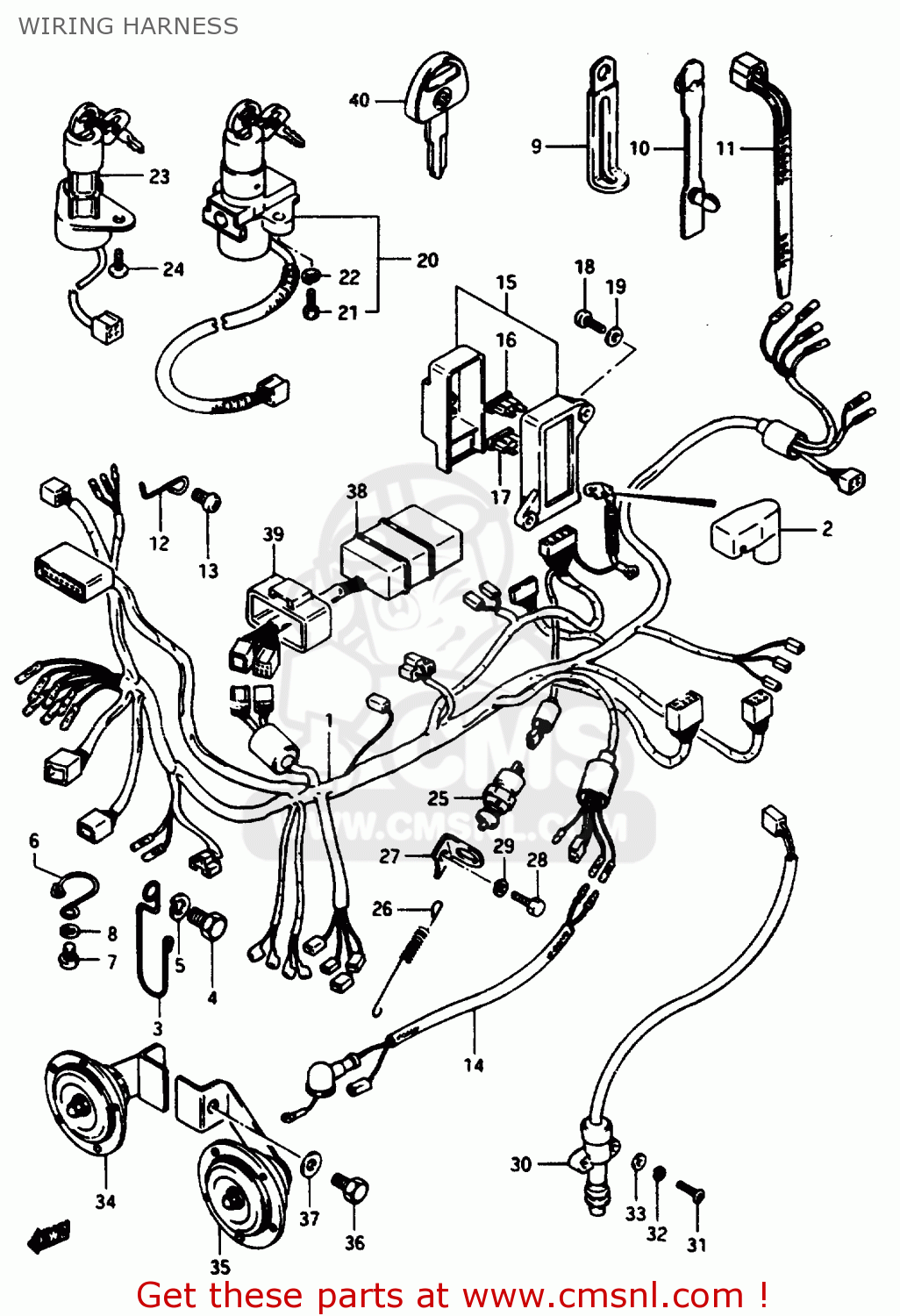 WIRING HARNESS GSX1100E 1986 (G) UNITED KINGDOM GERMANY (E02 E22)