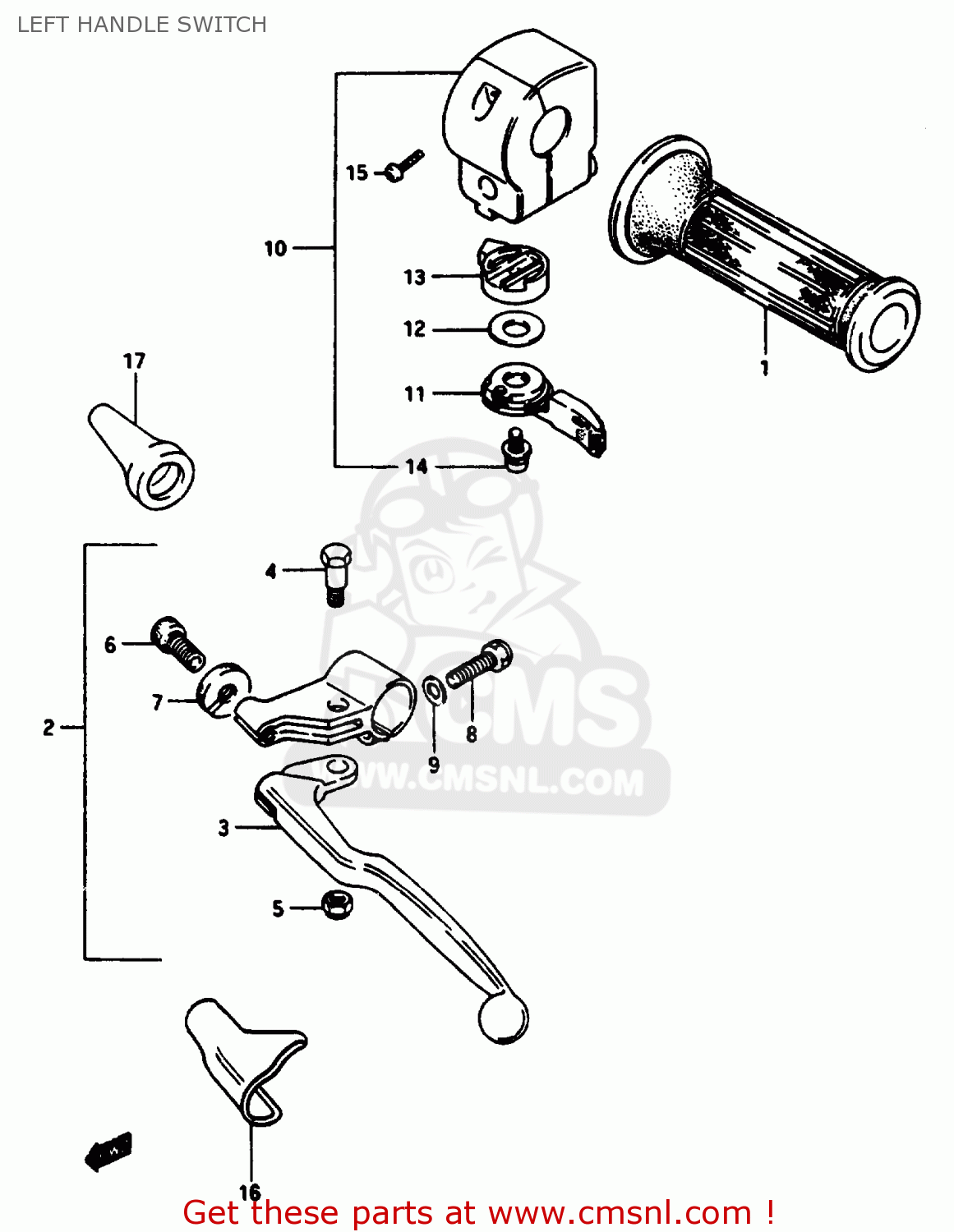 LEFT HANDLE SWITCH GSX1100E 1986 (G) UNITED KINGDOM GERMANY (E02 E22)