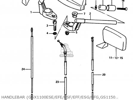 HANDLEBAR (GSX1100ESE/EFE/ESF/EFF/ESG/EFG,GS1150ESF/EFF/EFG - GSX1100E 1986 (G) UNITED KINGDOM GERMANY (E02 E22)
