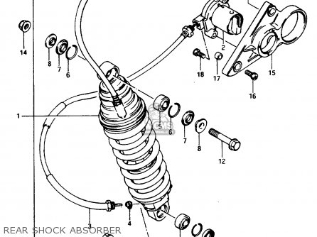REAR SHOCK ABSORBER - GSX1100E 1986 (G) UNITED KINGDOM GERMANY (E02 E22)