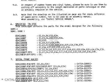 * CATALOG PREFACE * - GSX1100E 1986 (G) UNITED KINGDOM GERMANY (E02 E22)