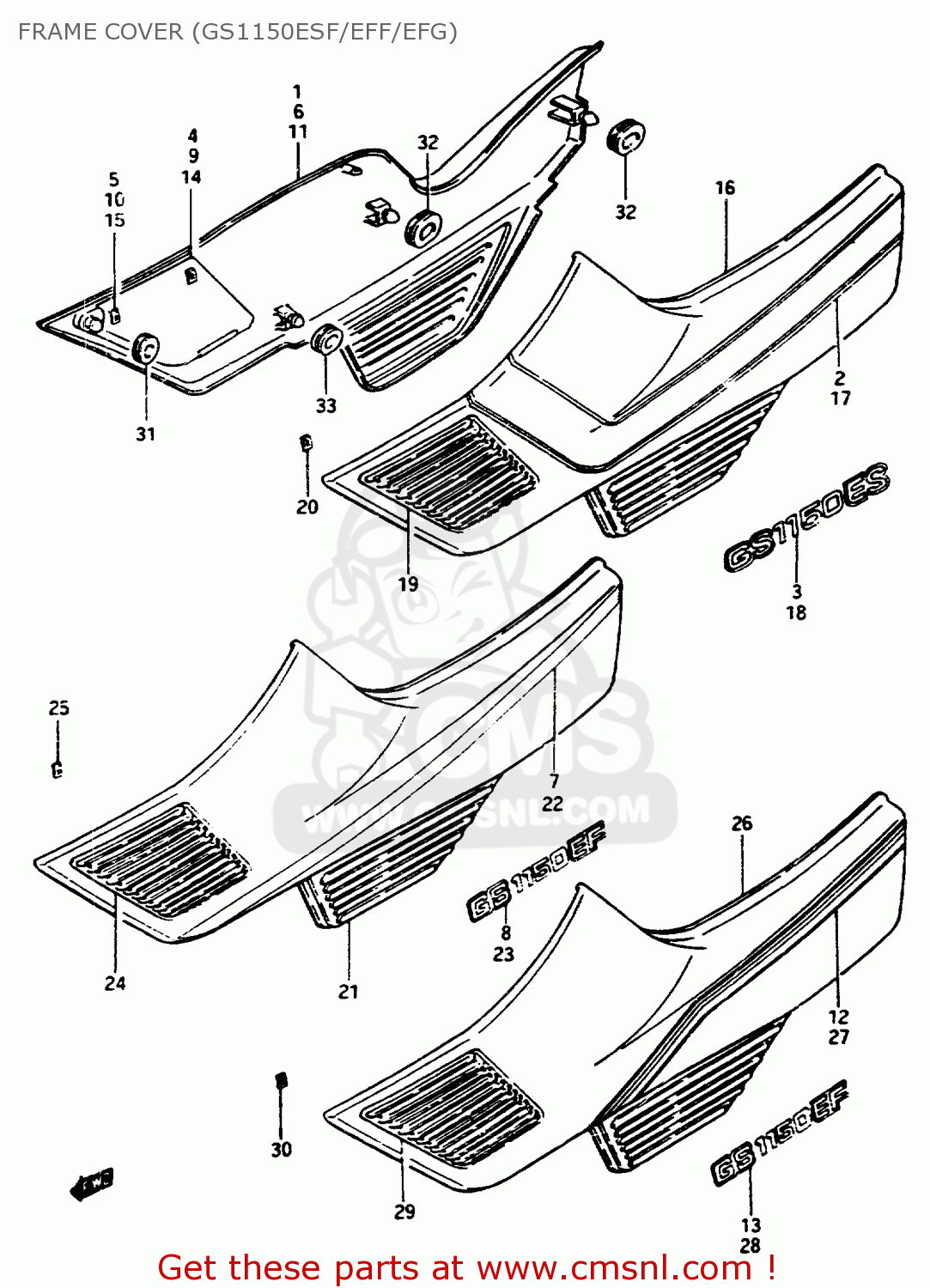 FRAME COVER (GS1150ESF/EFF/EFG) GSX1100EF 1984 (E) (01 02 04 06 15 16 17 18 21 22 24 25 26 34 39