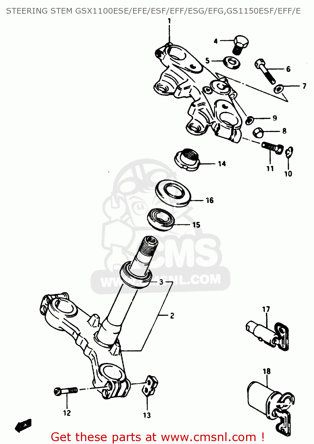 STEERING STEM GSX1100ESE/EFE/ESF/EFF/ESG/EFG,GS1150ESF/EFF/E GSX1100EF 1984 (E) (01 02 04 06 15 16 17 18 21 22 24 25 26 34 39