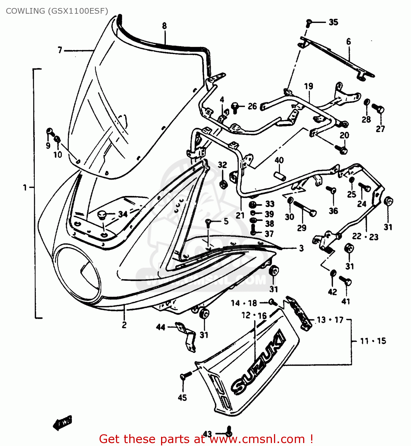 COWLING (GSX1100ESF) GSX1100EF 1984 (E) (01 02 04 06 15 16 17 18 21 22 24 25 26 34 39