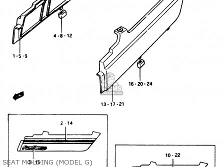 SEAT MOLDING (MODEL G) - GSX1100EF 1984 (E) (01 02 04 06 15 16 17 18 21 22 24 25 26 34 39