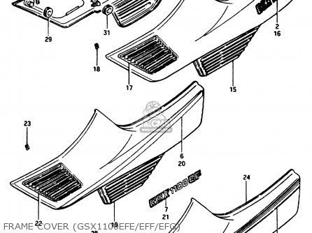 FRAME COVER (GSX1100EFE/EFF/EFG) - GSX1100EF 1984 (E) (01 02 04 06 15 16 17 18 21 22 24 25 26 34 39