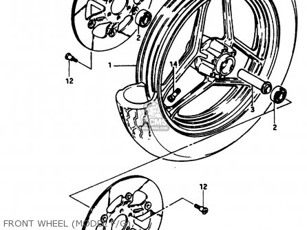 FRONT WHEEL (MODEL F/G) - GSX1100EF 1984 (E) (01 02 04 06 15 16 17 18 21 22 24 25 26 34 39