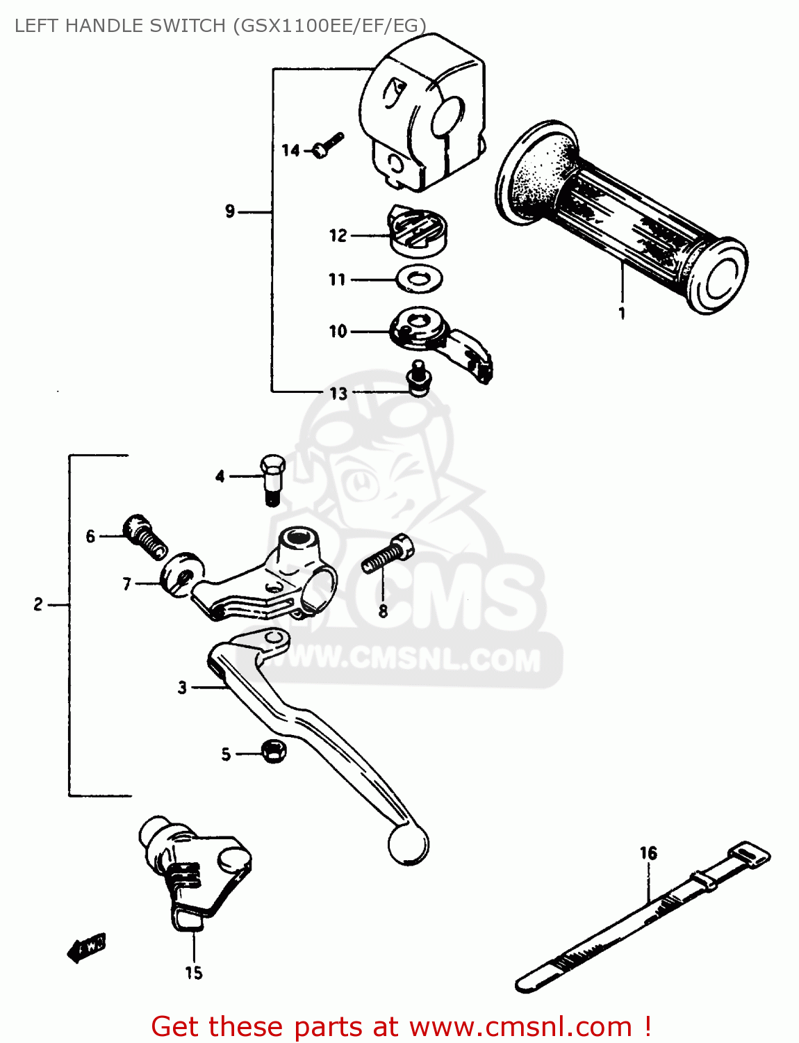 LEFT HANDLE SWITCH (GSX1100EE/EF/EG) GSX1100EF 1985 (F) (E01 E02 E04 E15 E16 17 18 21 22 24 25 34 39)