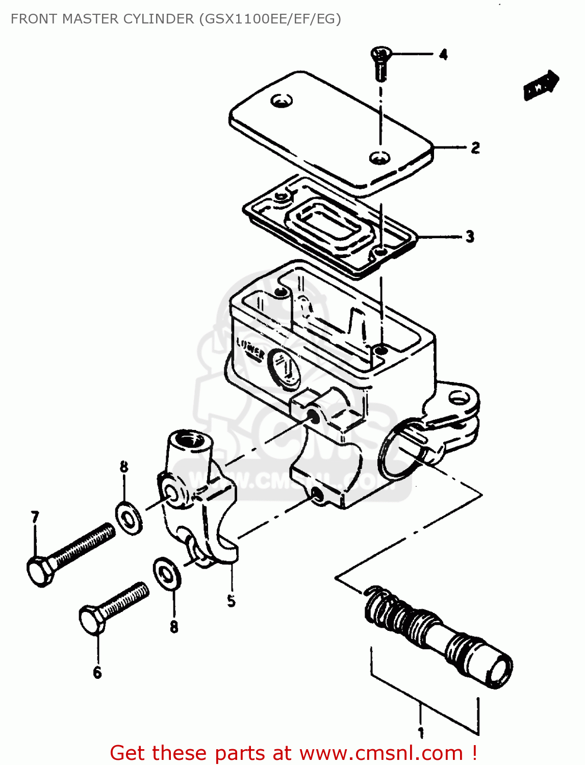 FRONT MASTER CYLINDER (GSX1100EE/EF/EG) GSX1100EF 1985 (F) (E01 E02 E04 E15 E16 17 18 21 22 24 25 34 39)