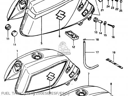 FUEL TANK (GSX1100ESE/ESF/ESG) - GSX1100EF 1985 (F) (E01 E02 E04 E15 E16 17 18 21 22 24 25 34 39)