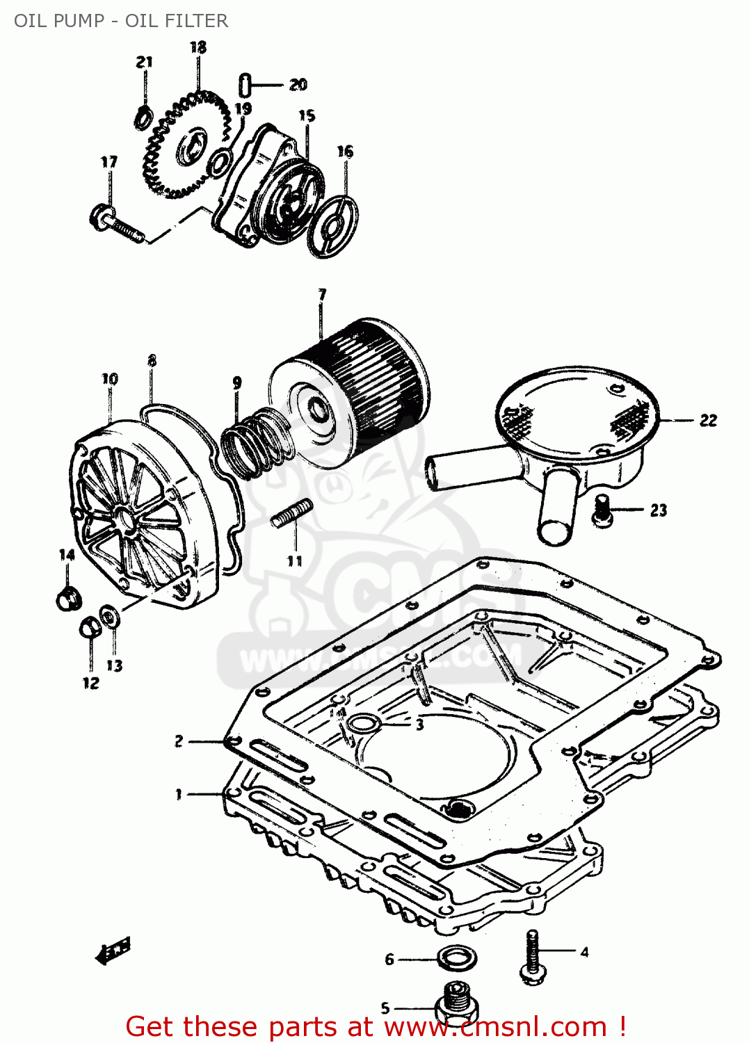 OIL PUMP - OIL FILTER GSX1100EF 1986 (G) (E01 E02 E04 E15 E16 17 18 21 22 24 25 34 39)