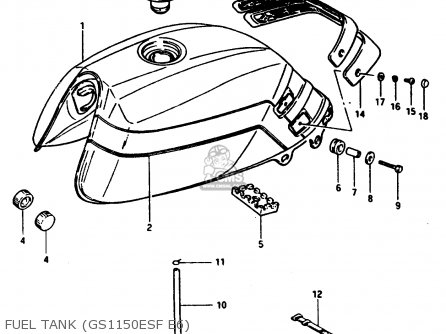 FUEL TANK (GS1150ESF E6) - GSX1100EF 1986 (G) (E01 E02 E04 E15 E16 17 18 21 22 24 25 34 39)