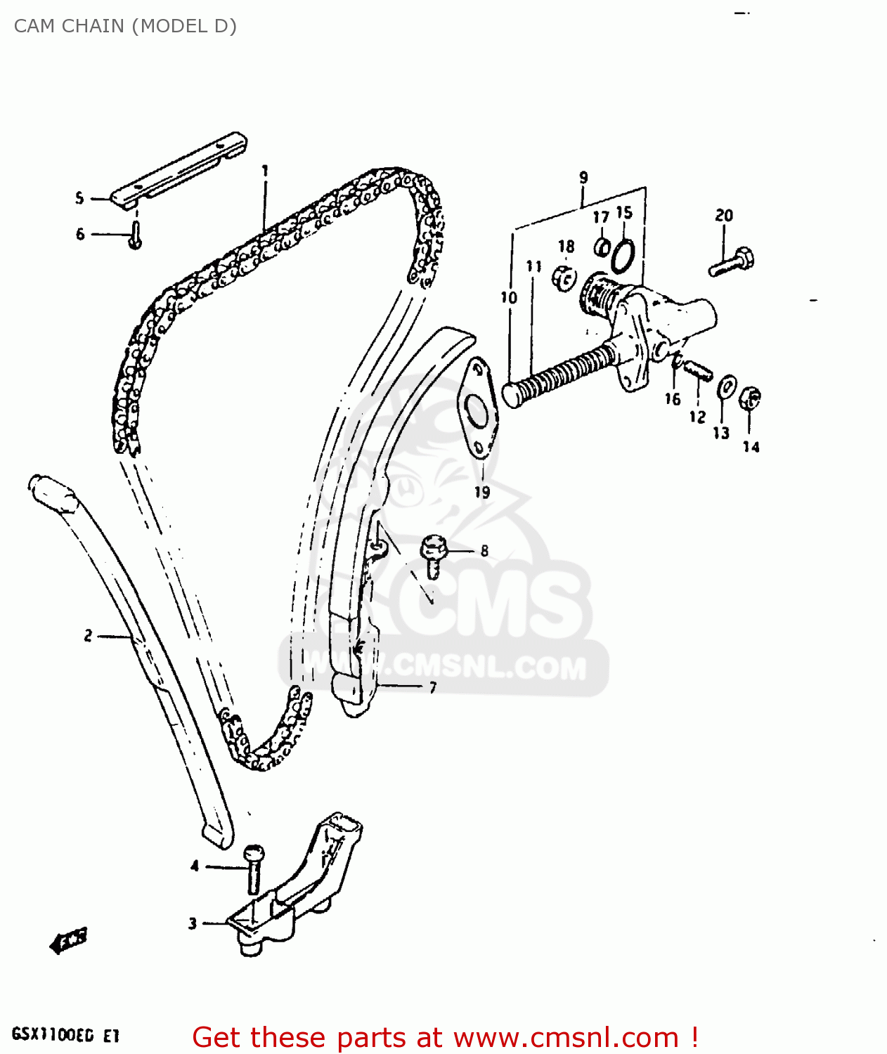 CAM CHAIN (MODEL D) GSX1100ES 1983 (D) UNITED KINGDOM GERMANY (E02 E22)