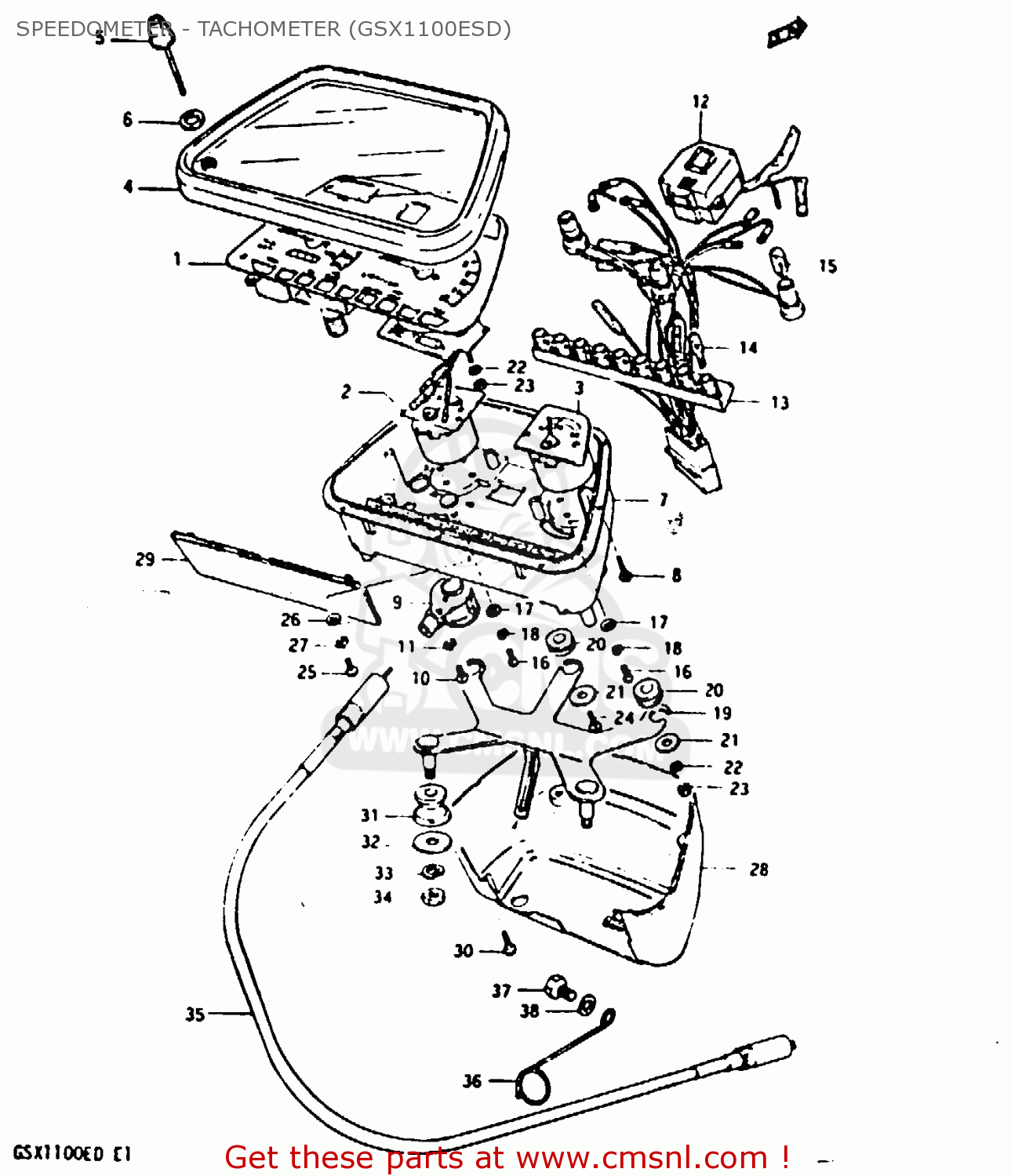 SPEEDOMETER - TACHOMETER (GSX1100ESD) GSX1100ES 1983 (D) UNITED KINGDOM GERMANY (E02 E22)