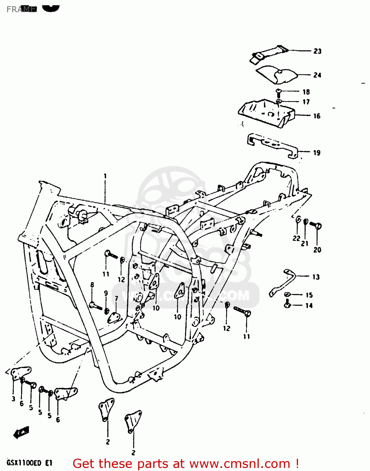 FRAME GSX1100ES 1983 (D) UNITED KINGDOM GERMANY (E02 E22)